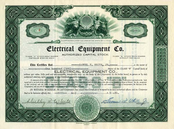 Electrical Equipment Co. - Stock Certificate